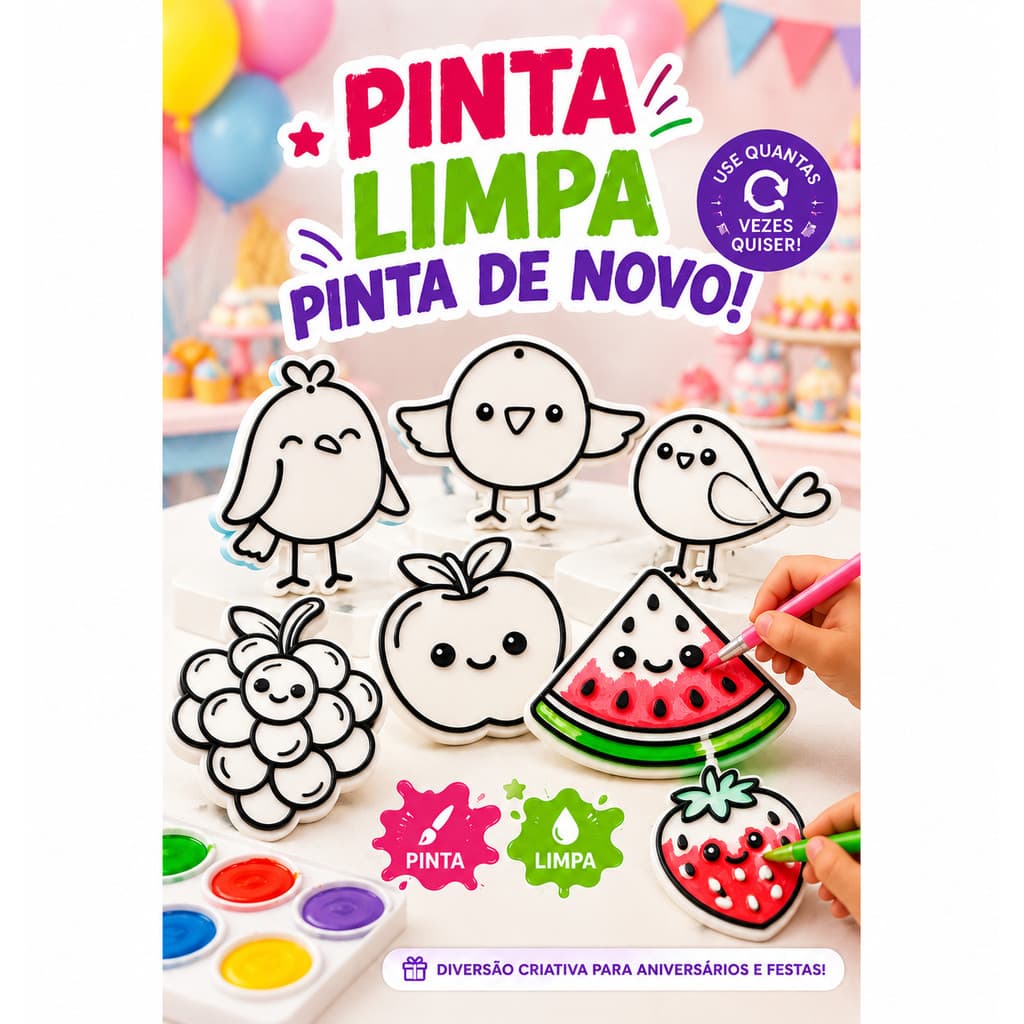🎨 KIT PINTURINHA EM PLACAS 3D — FESTAS E ANIVERSÁRIOS 🎉