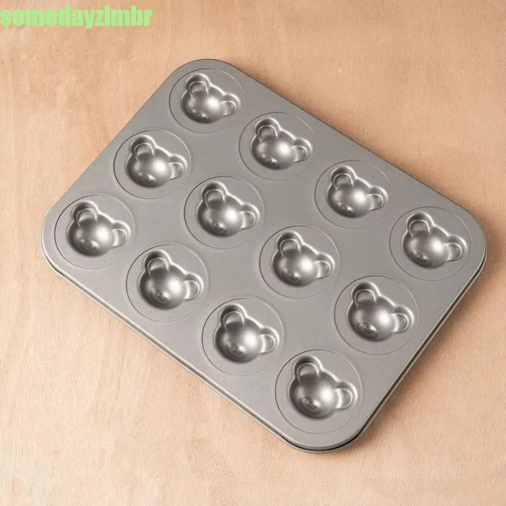 SOMEDAYZL0M Forma De Cozimento De Urso , Molde De Bolos De Muffin De Aço Carbono Com 12 Cavidades , Utensílios Para Assa