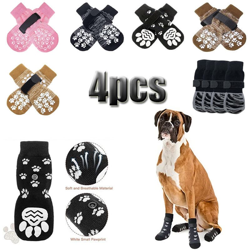 4 Pares de Meias para Cães, Adequadas para Raças Grandes, como Golden Retriever, Labrador, e Raças de Pequeno a Médio Po