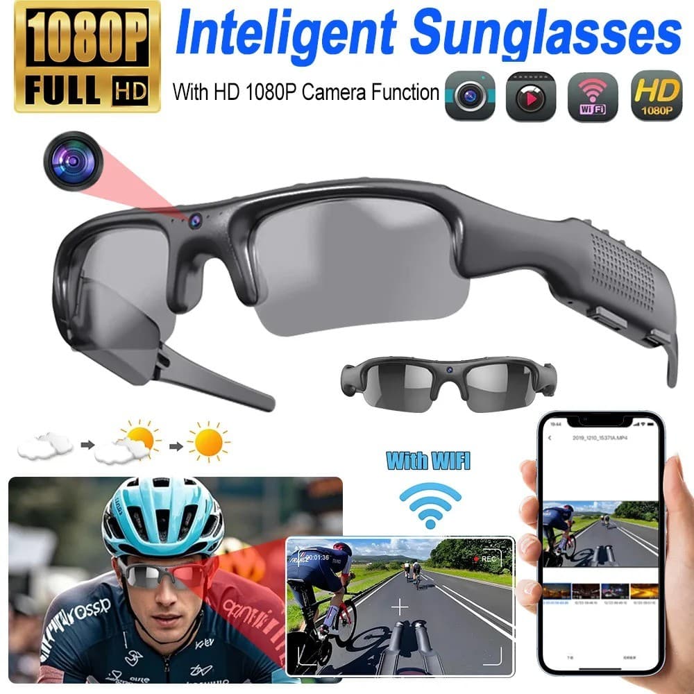 Filmadora Esportiva Ao Ar Livre Vestível HD 1080P , Câmera De Vídeo Portátil WiFi Com Lente Polarizada Para Gravação De