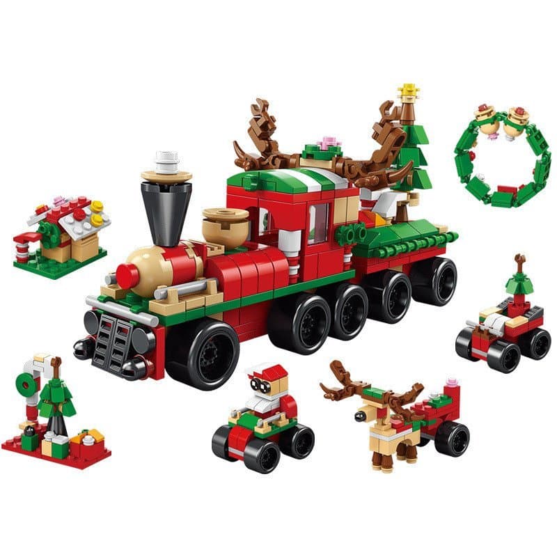 Blocos Pequenos Tema Natal, Modelo para Montar DIY, Brinquedo Educativo Presente Natalino