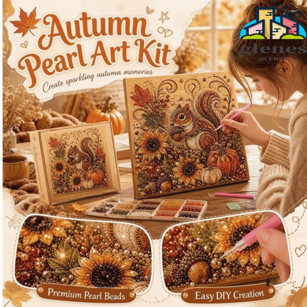 Kit De Pintura De Pérolas GLENES , Arte Diamante Com Tema De Outono De Brilhante , Criativa Em Tela Contas