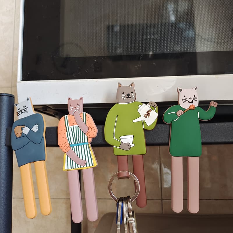 Gato mantimentos estilo japonês de pernas compridas gato família magnética geladeira adesivos gatinho diário tridimensio