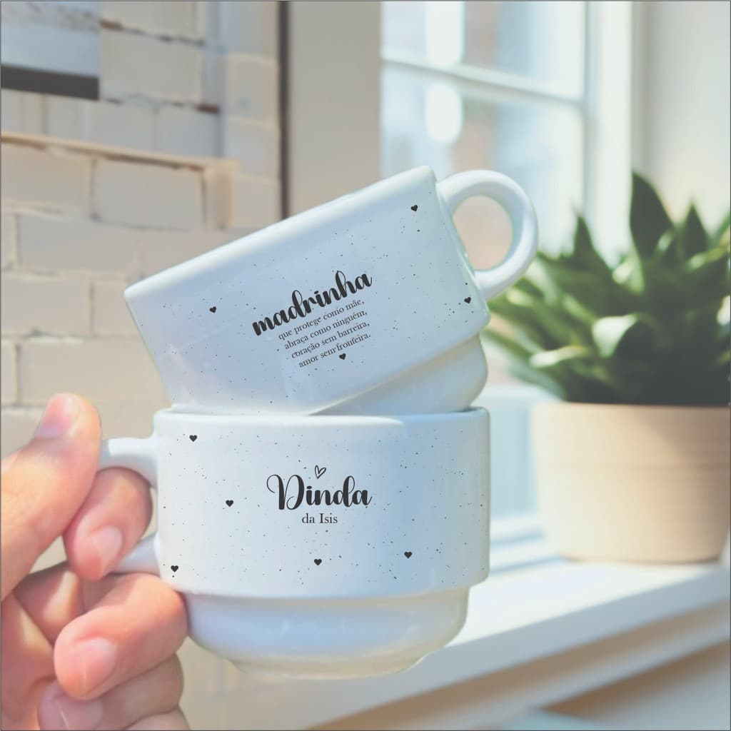 Xicara Personalizada dinda dindo com nome batizado bebê