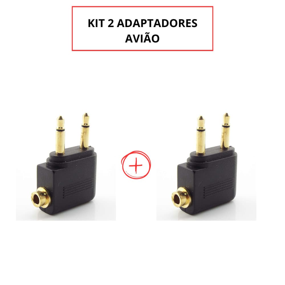 KIT 2 ADAPTADOR P2 DE FONE DE OUVIDO AVIÃO 3.5MM CASAL