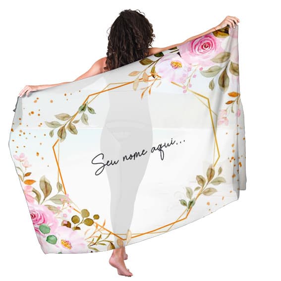 Canga Saida de Praia com nome personalizado 90x140cm