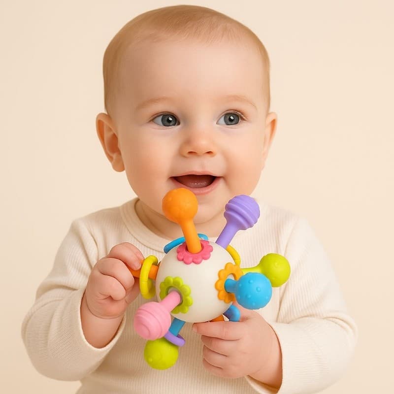 Mordedor Chocalho para Bebê Bola Sensorial Brinquedo Educativo e Seguro