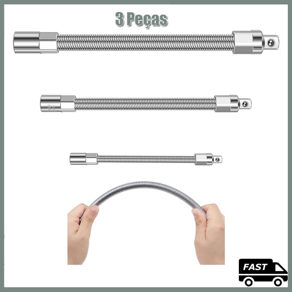 Kit Extensão Da Barra De Catraca De Esferas 1/2 " 3/8 " 1/4 " Chave 3 peças