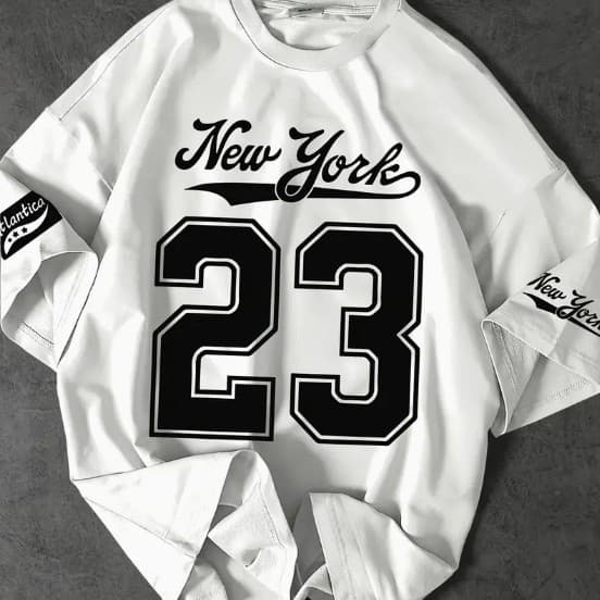Camiseta New York 23 City Jersey Estilo Gringo 100% Algodão T-shirt Casual