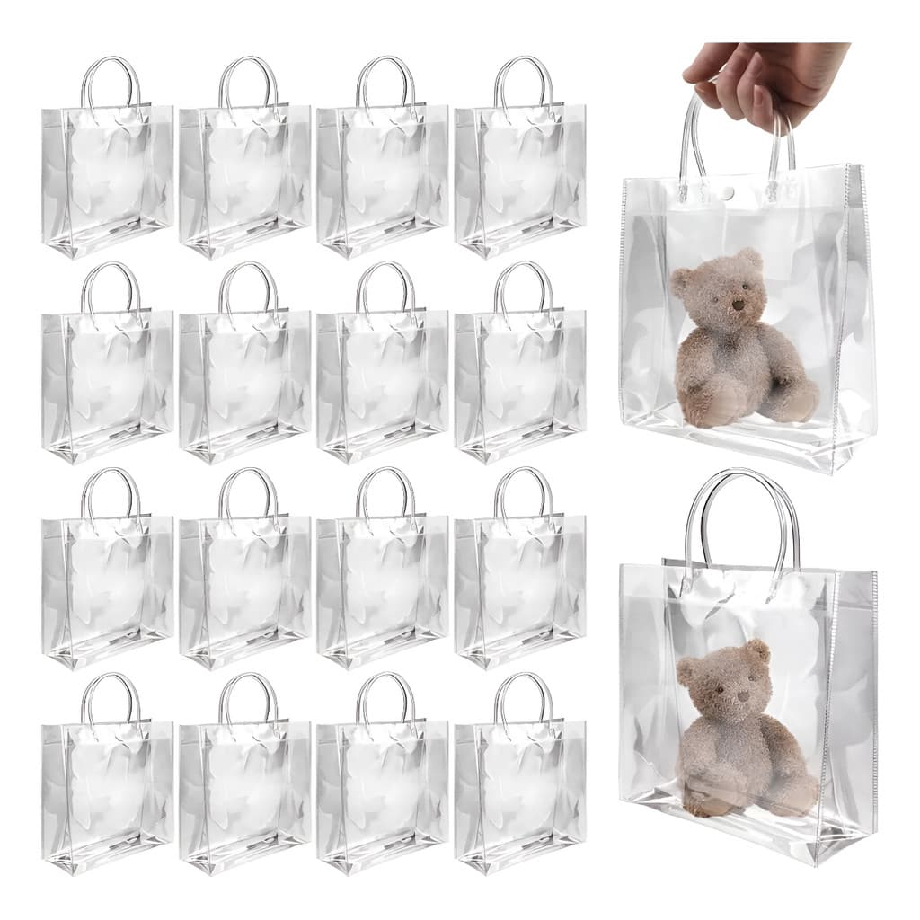30/15/10 Sacolas de Presente Reutilizáveis PVC Transparente