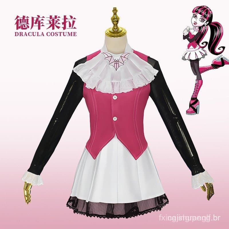 Fantasia Original de Cosplay de Drácula da Monster High Fantasias de Anime para Mulheres Fantasias de Relógio AA7Q