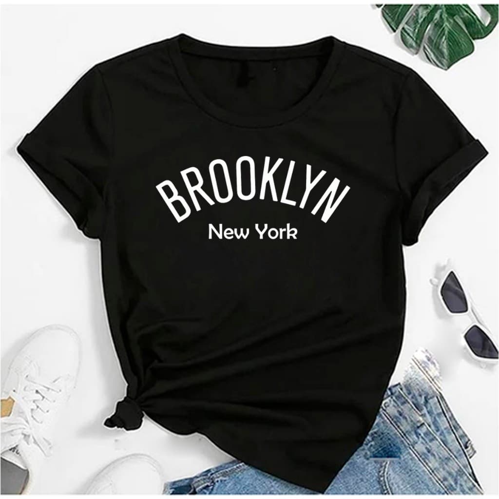 Blusa 100% Algodão Camiseta Feminina Brooklyn New York Camisa Malha Premium Tecido Confortavel
