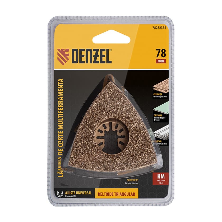 Lâmina para Multiferramenta 78mm Lixamento e Desbaste em Cerâmica, Drywall e Plástico Denzel 78232355