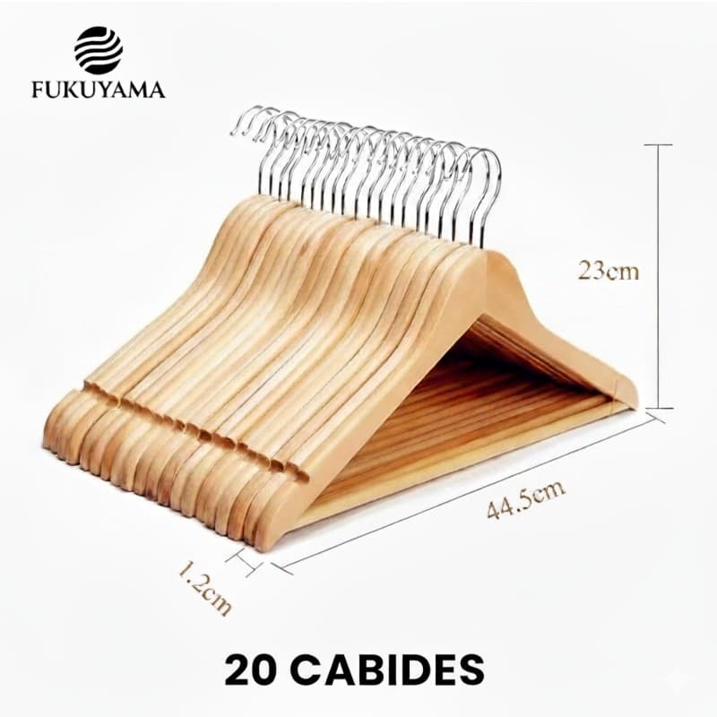 Cabide De Madeira Premium kit 20 Unidades Marfim Fukuyama