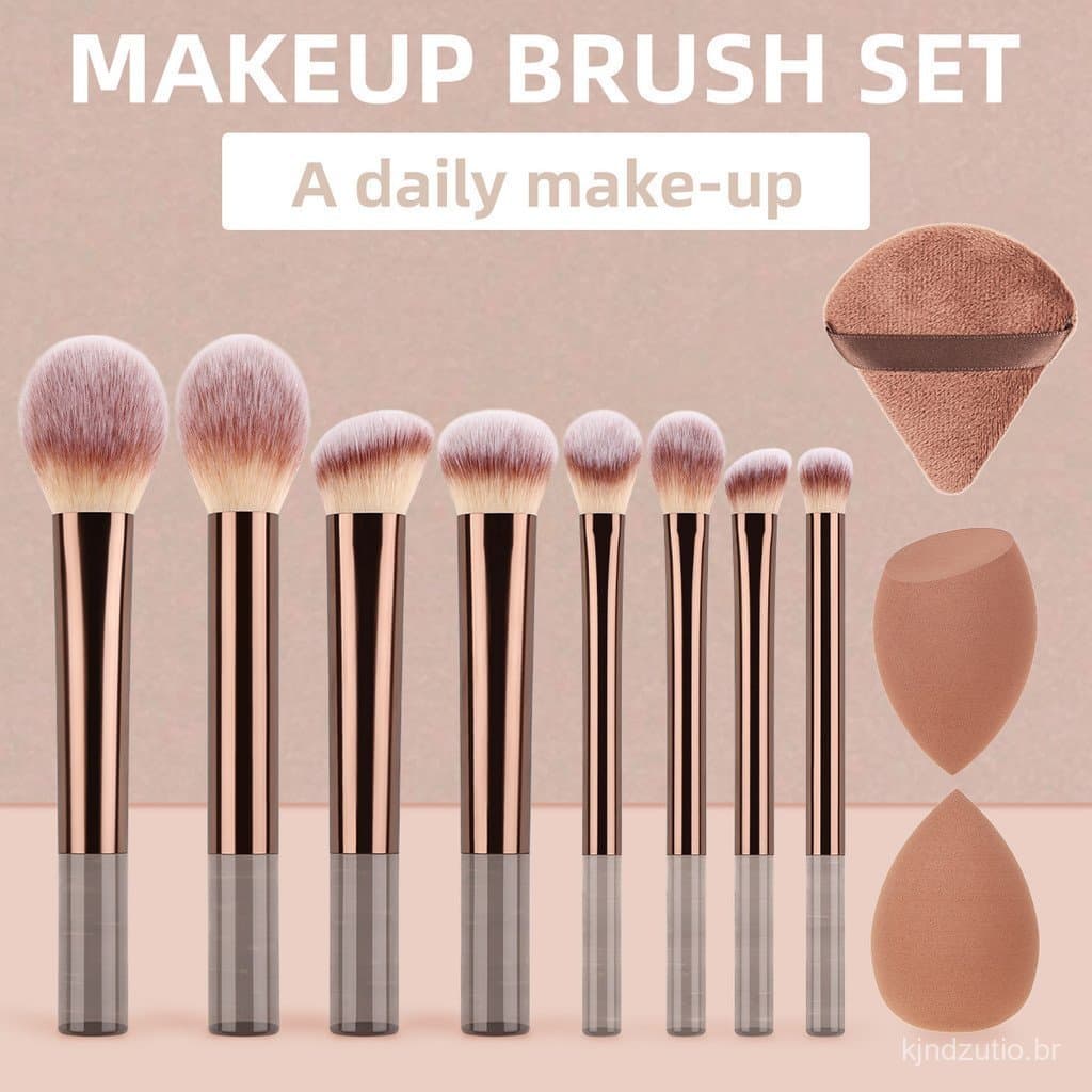 Conjunto De Pincéis De Maquiagem Profissional De 15 Peças , Incluindo Puff , Viagens
