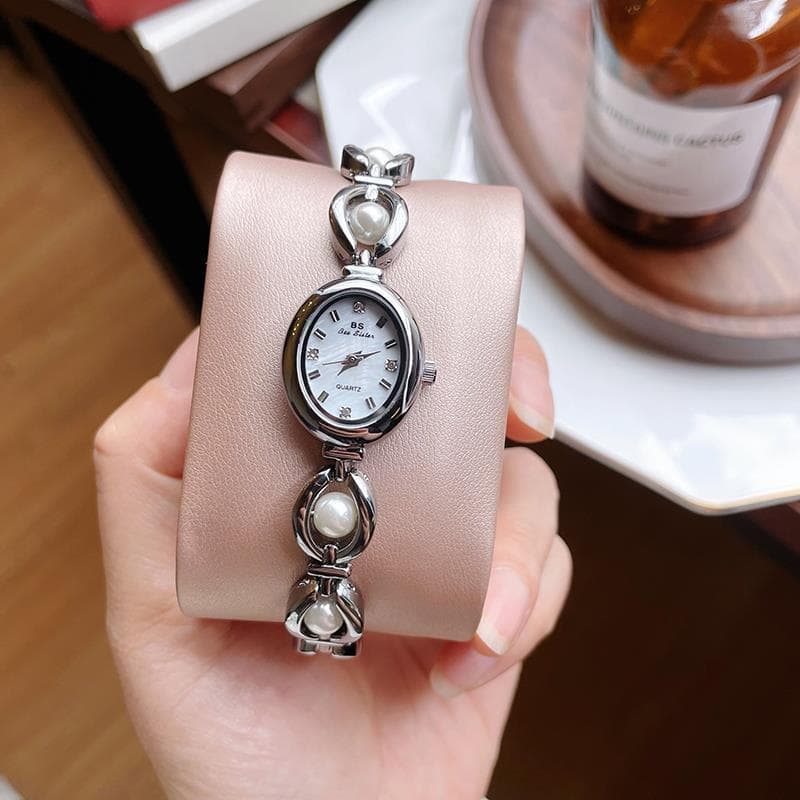 Estilo Retro vintage antigo relógio feminino nicho temperamento pérola pulseira relógio feminino presente de aniversário