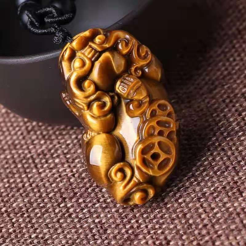 Pedra de olho de tigre dourado pedra de olho de tigre Pixiu pingente pingente masculino feminino estilo pedra variável d