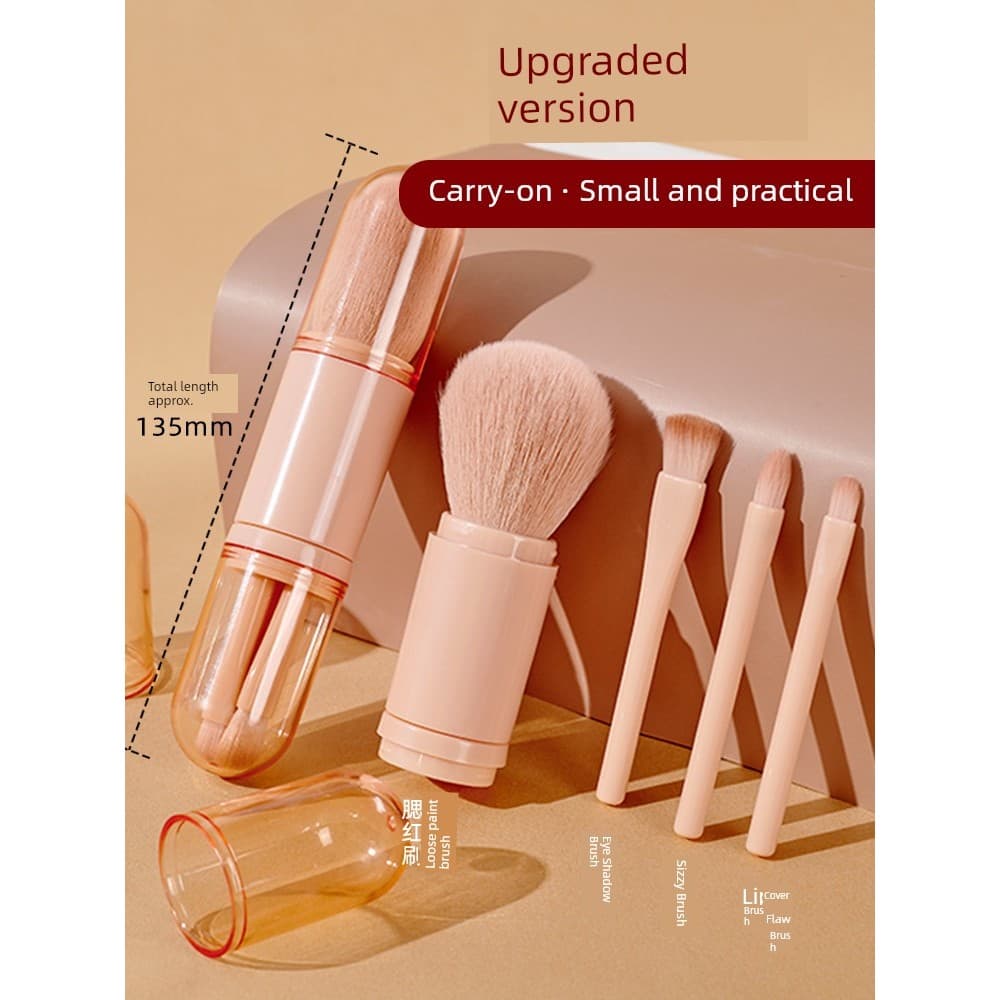 | 【kit pincel maquiagem profissional】 | ♛Conjunto de maquiagem portátil de cerdas macias quatro em um para viagem❊