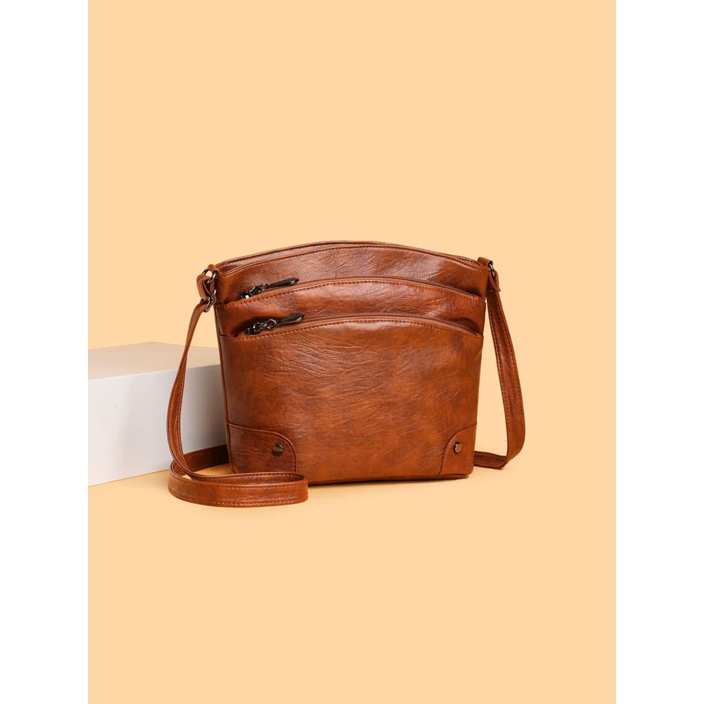 Luo Botu estilo Retro Multi-camada balde saco feminino saco do mensageiro All-Match bolsa de ombro de couro macio moda m