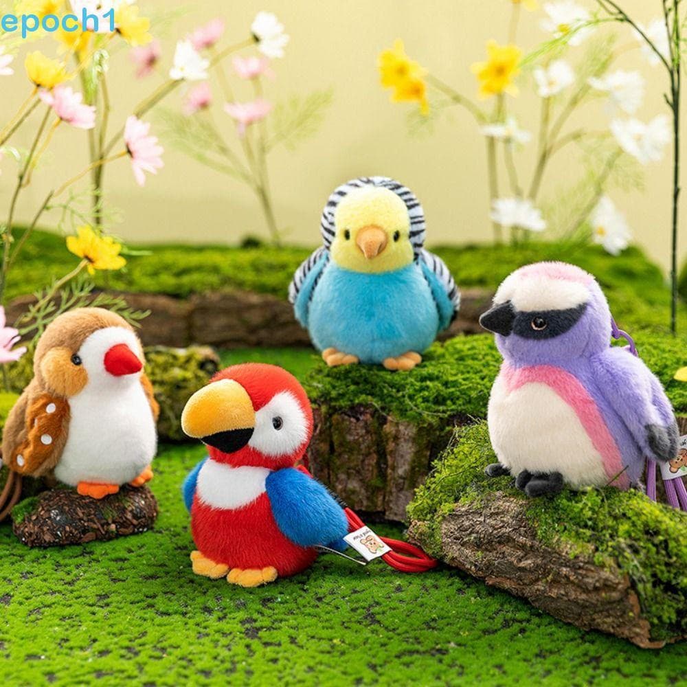 Chaveiro De Pelúcia De Pássaro EPOCH1 , Pingente De Boneca Realista De Animal Fofo , Chaveiros De Pássaros Peludos De Pa