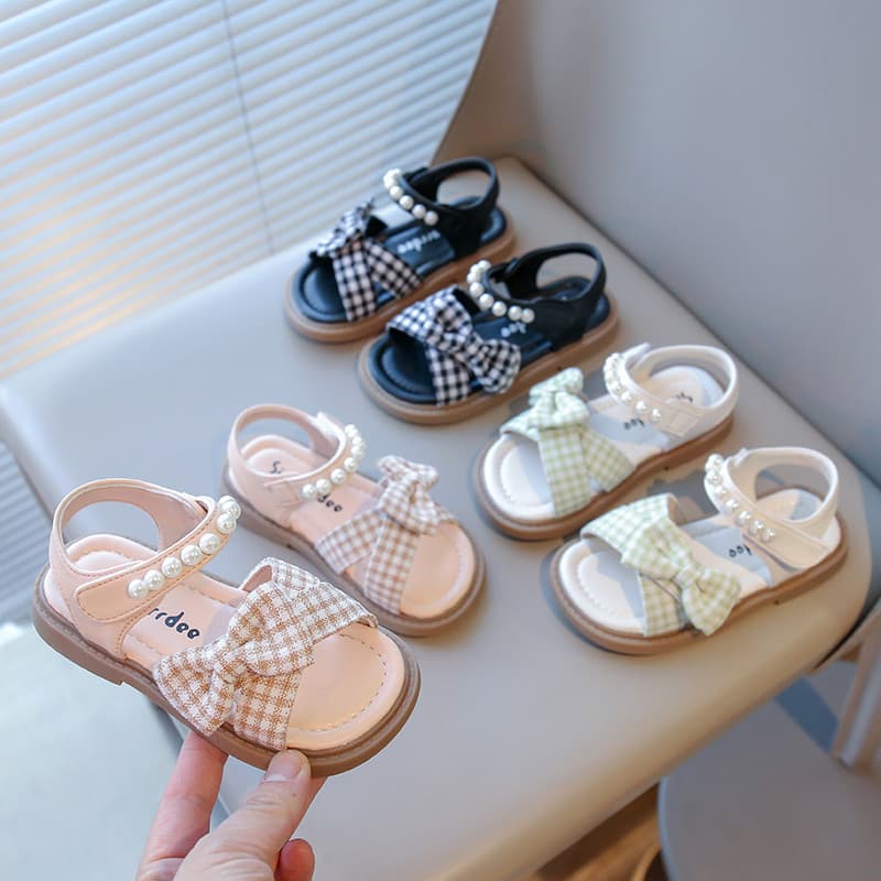2026 verão meninas sandálias novo estilo sapatos infantis bonito arco sola macia moda antiderrapante sapatos de princesa