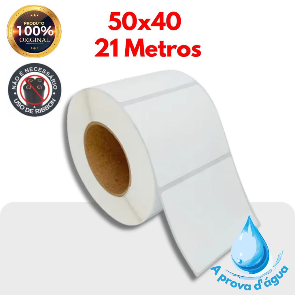 1 Rolo de etiqueta termica a prova d'água 50x40 21 metros