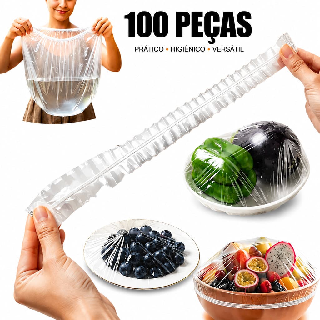 Saquinho Plástico para Alimentos com Tampa 100un Sacola Protetora Armazenar Mantimentos Resistente