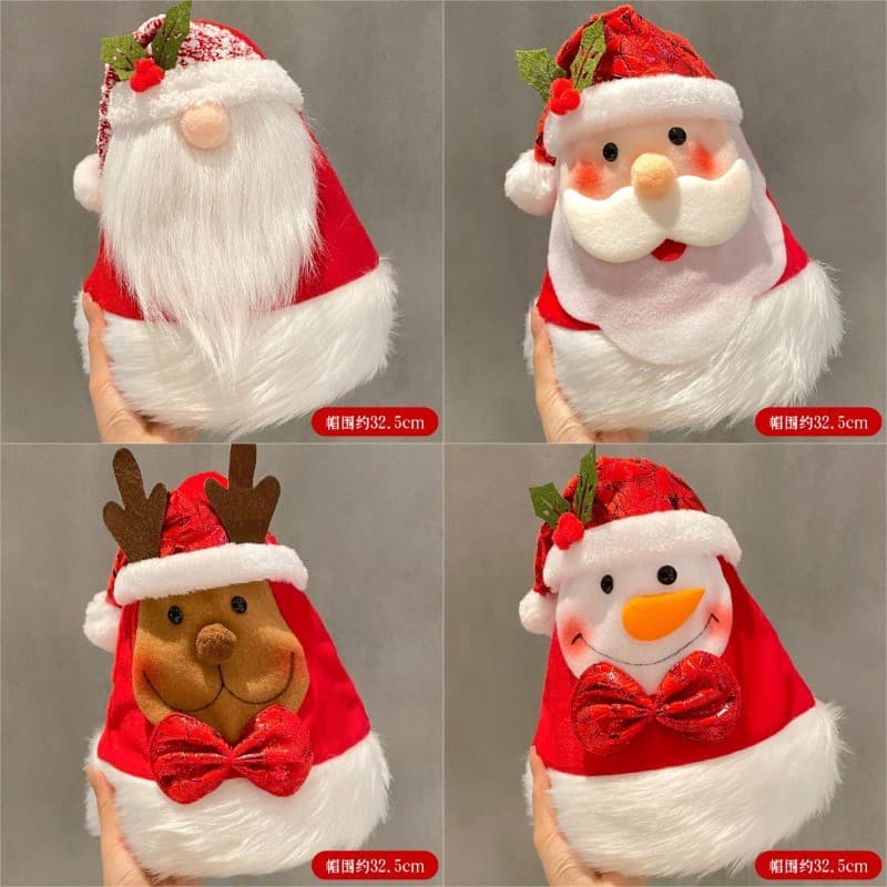 Criativo Bonito Chapéu De Natal Crianças Adulto Foto Adereços Chapelaria De Pelúcia Árvore Decoração