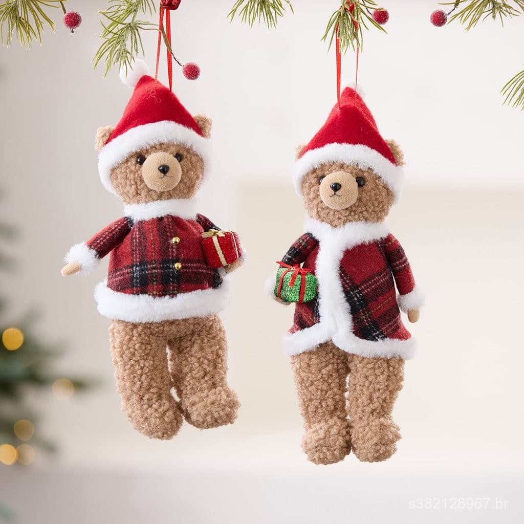 Decorações de Natal Tecido Urso Boneca Pingente de Pelúcia