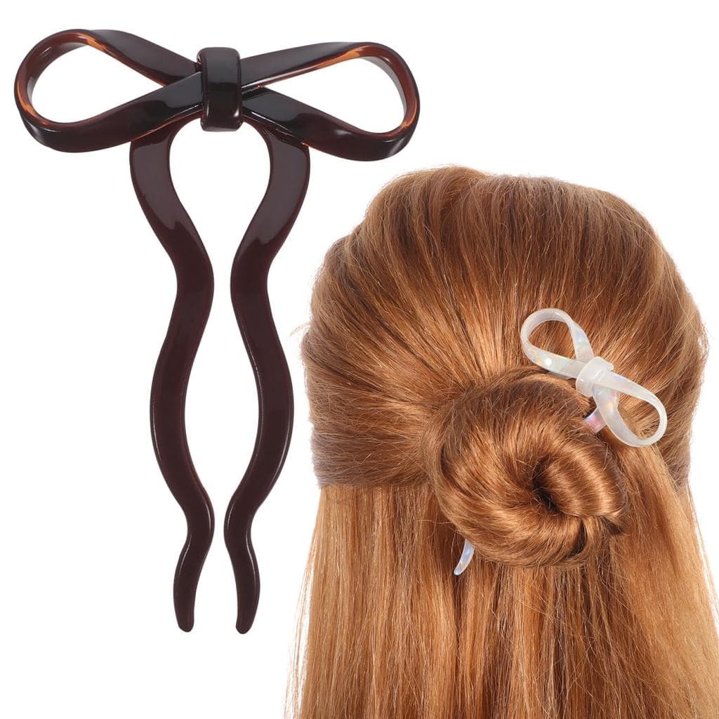 FRCOLOR 2 Peças de Grampos de Cabelo Franceses com Laço, Grampos em Forma de U, Presilhas Onduladas, Acessórios de Aceta