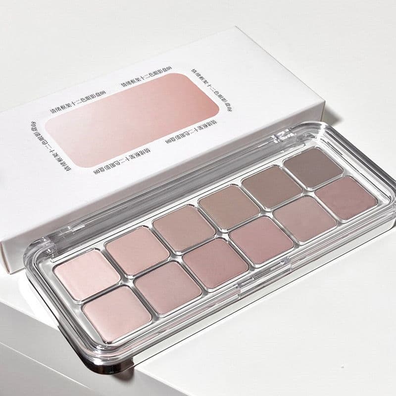 MUGELEEN Novo Estilo 12 Cores Sombra Cinza Pó Completo Fosco Baixa Saturação Sombra Multifuncional Paleta de Sombras
