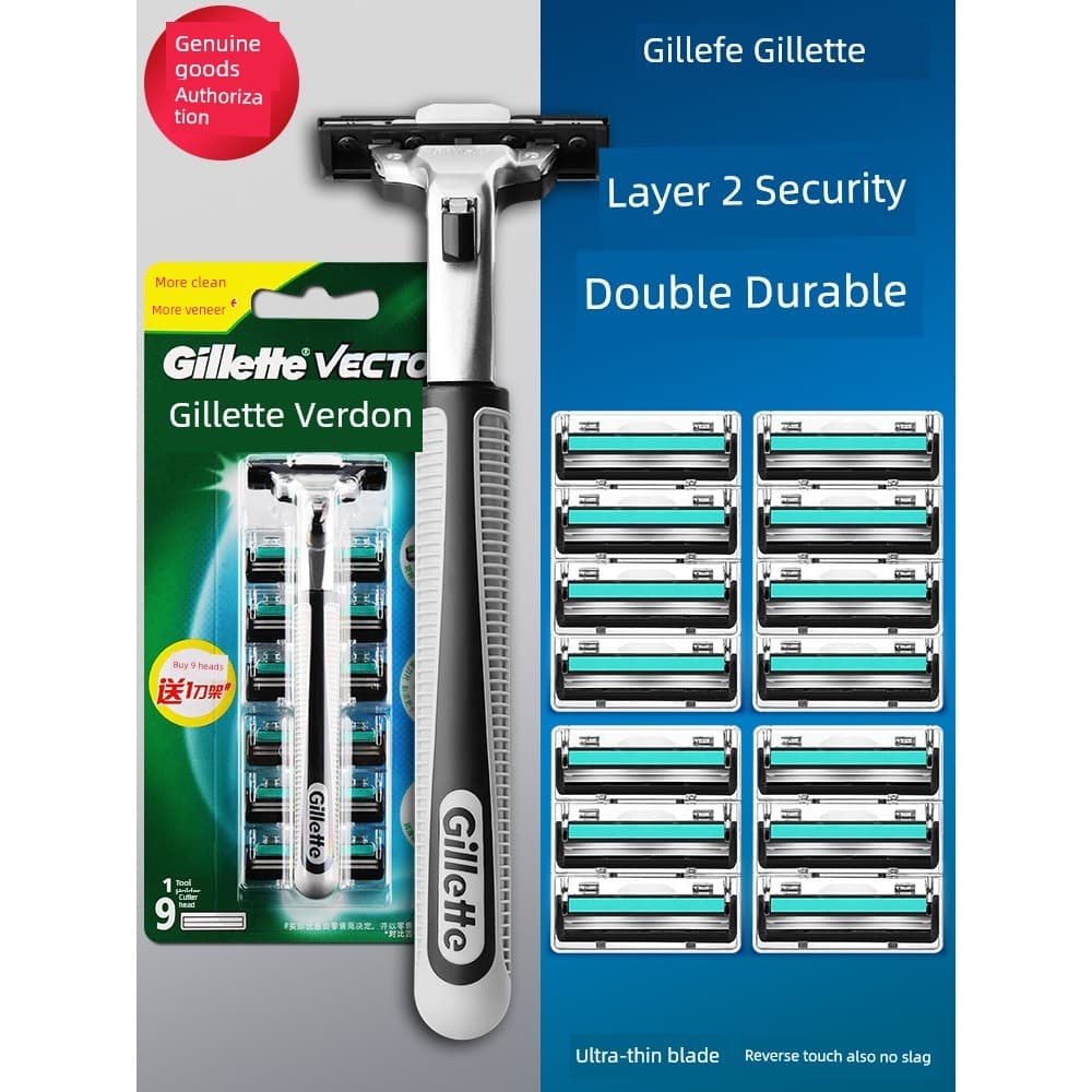 Gillette cabeça de barbear de camada dupla Manual lâmina de barbear masculina à moda antiga não-Geely suporte de lâmina