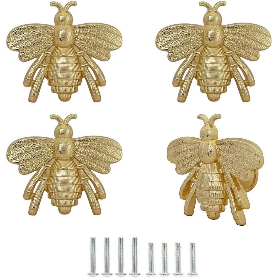 Puxadores Decorativos de Metal de Zinco em Forma de Abelha, com Furo Único, para Armários de Cozinha, Portas de Guarda-R