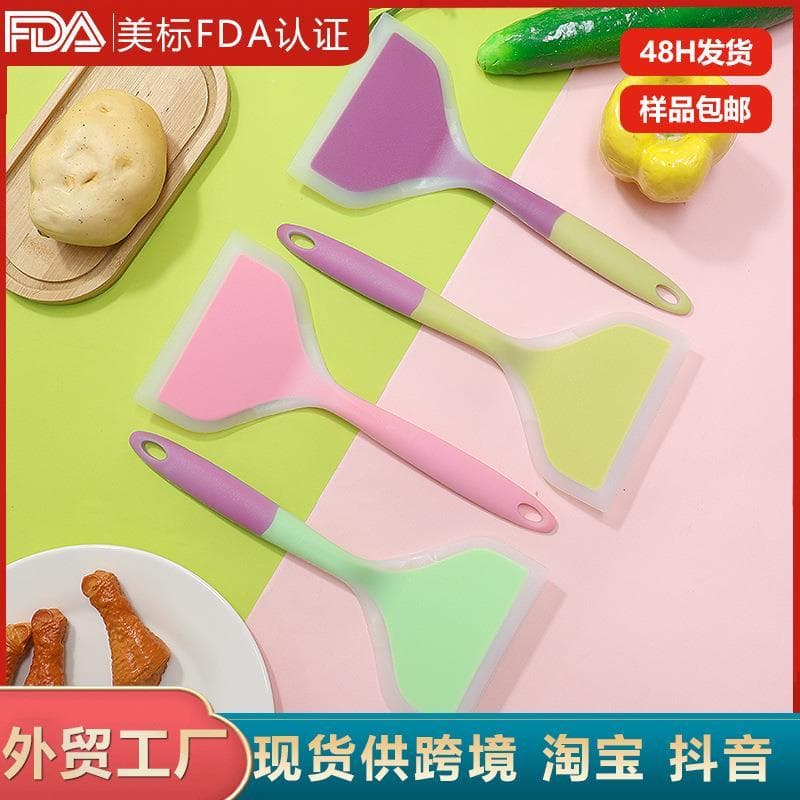 Espátula de silicone com espátula Tamagoyaki de silicone, alça de duas cores, panela antiaderente, espátula de silicone,