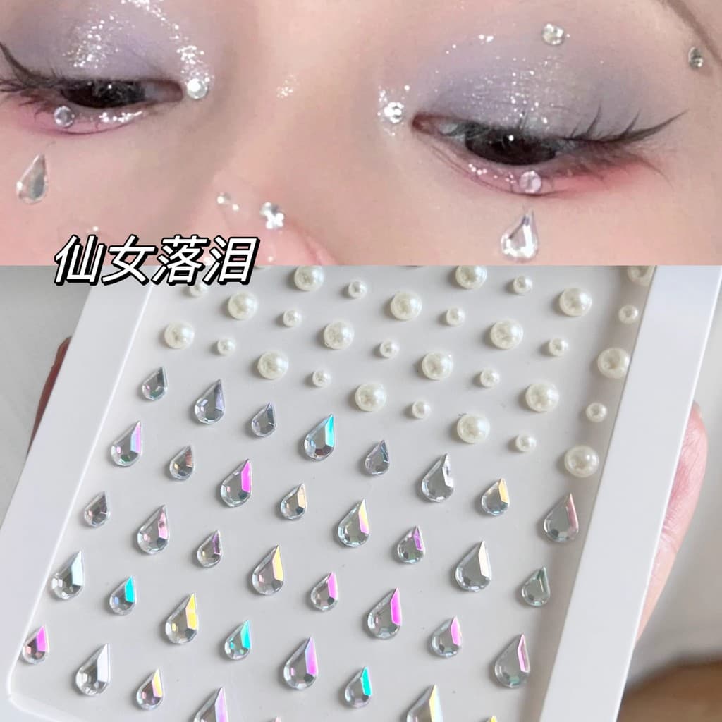 Adesivo de diamante rosto olho maquiagem lágrimas diamante brilhante acessórios faciais adesivo de rosto diamante sob os