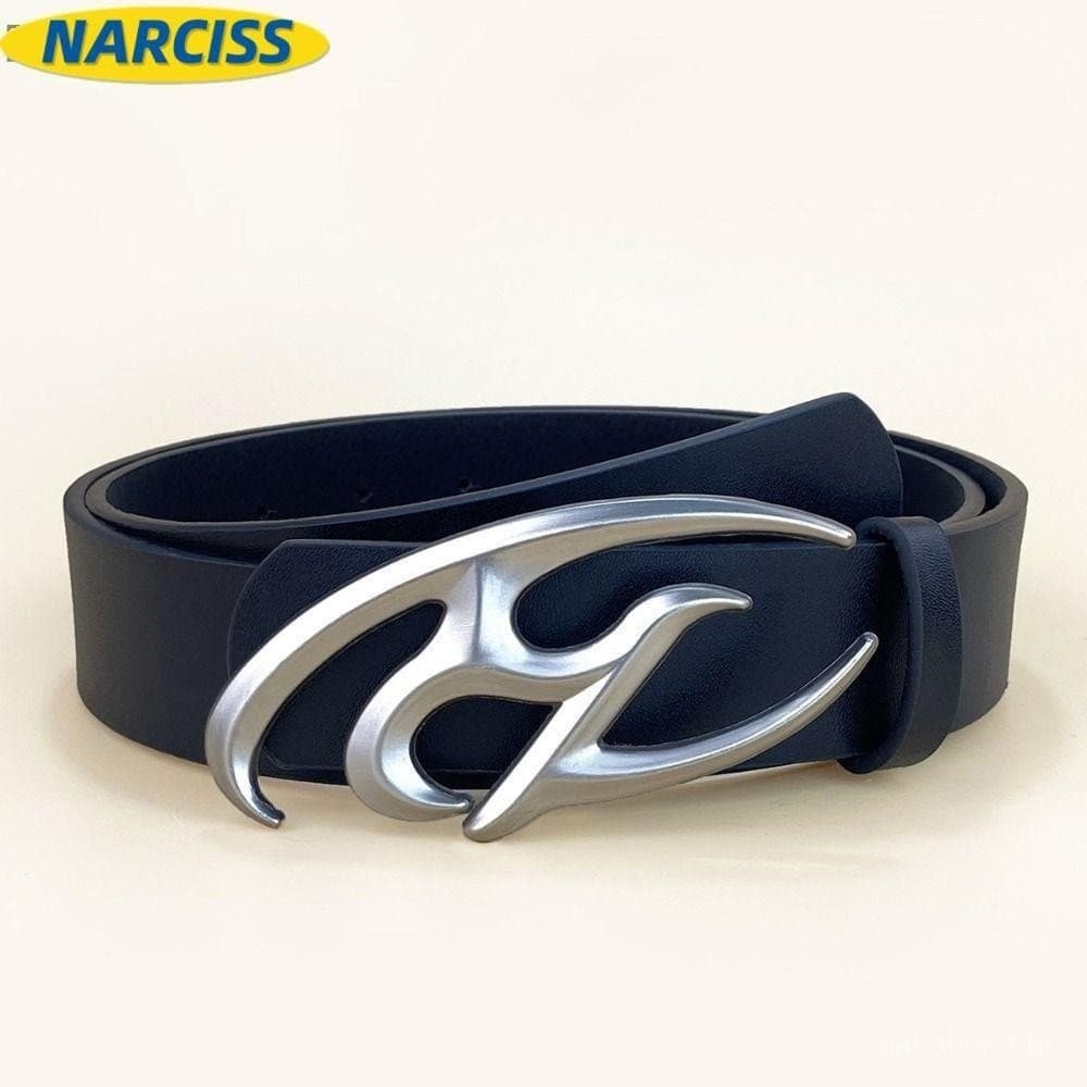 NARCISSUSPW Cinto De Fivela Metálico Deslizante , Design De Luxo Couro Versátil , Casual De Cintura Y2K