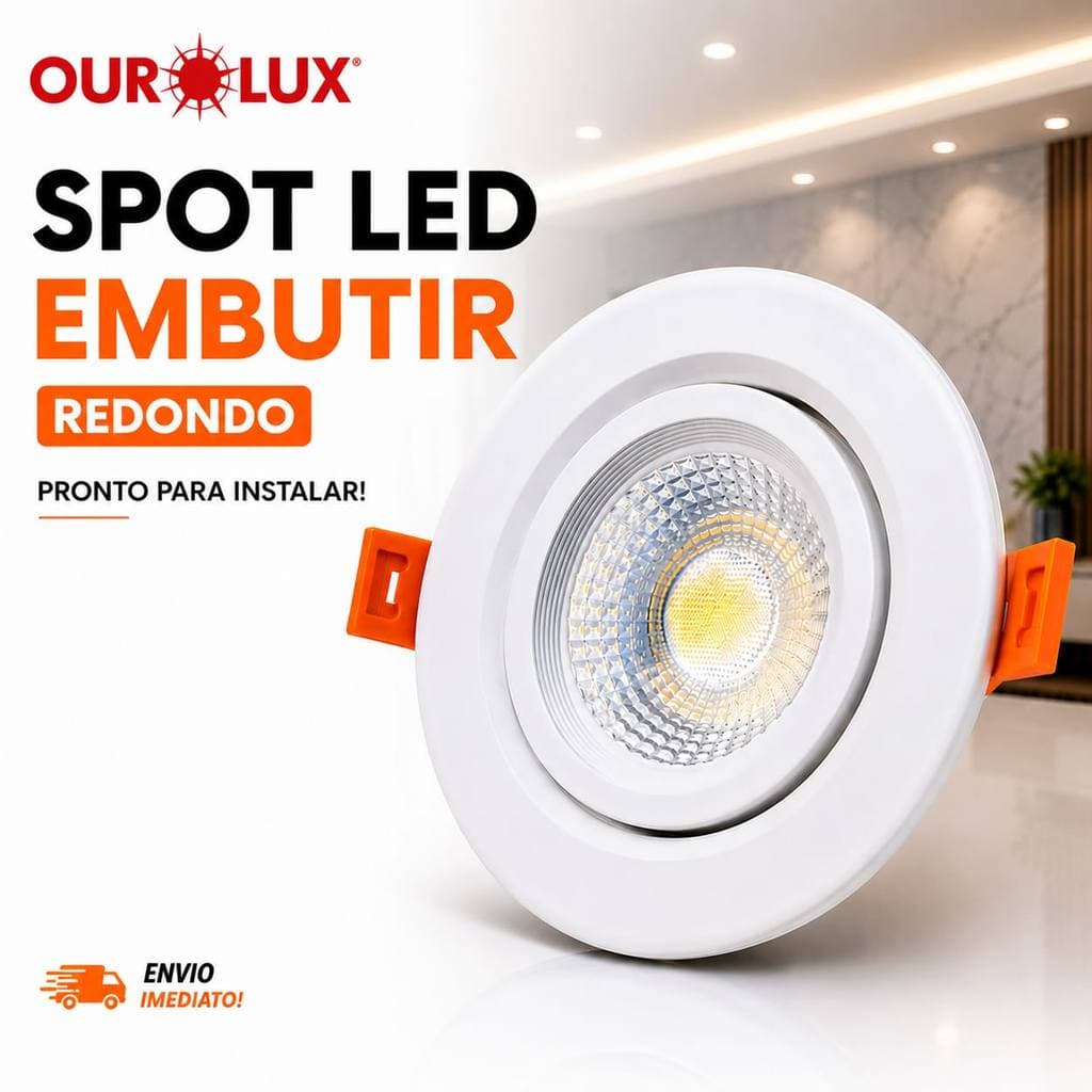 Spot Redondo Embutir Super Led 5w Branco Quente Ourolux