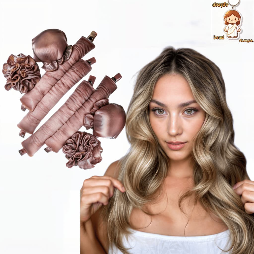 Mini Modelador de Cachos Cetim Cachos sem Calor (Heatless Curl)(Ondas sem Calor) - 1,2,3 ou 4 Unidades Preto ou Rosa