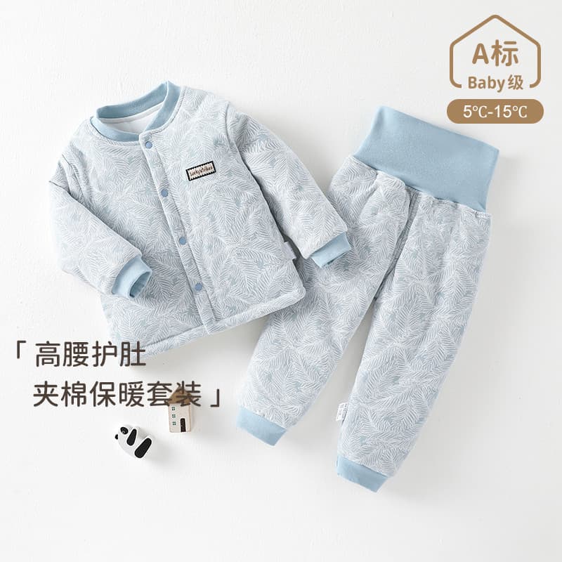Bebê conjunto de roupa interior térmica outono inverno acolchoado algodão masculino feminino bebê cintura alta proteção