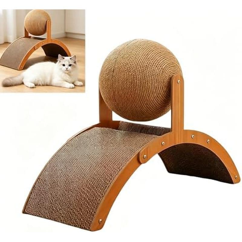 Arranhador Para Gatos Com Bola Oscilante , Arranhar No Suporte , Interativo 360 ° Giratória De Sisal , Placa Arranhadora