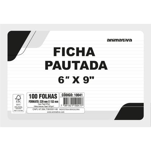 Ficha Escolar Pautada 15x23cm Cem Folhas Anotações Organização Escritório Escolar