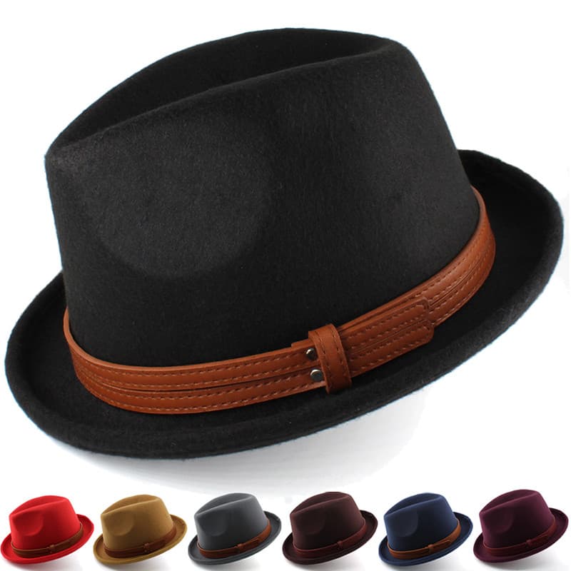 Primavera outono inverno masculino feminino chapéu superior britânico cavalheiro chapéu protetor solar de lã versão core