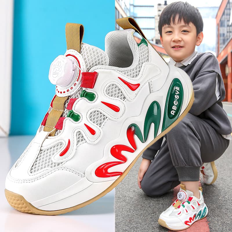 Meninos sapatos de basquete 2025 primavera outono novo estilo médio grande crianças malha respirável sapatos esportivos