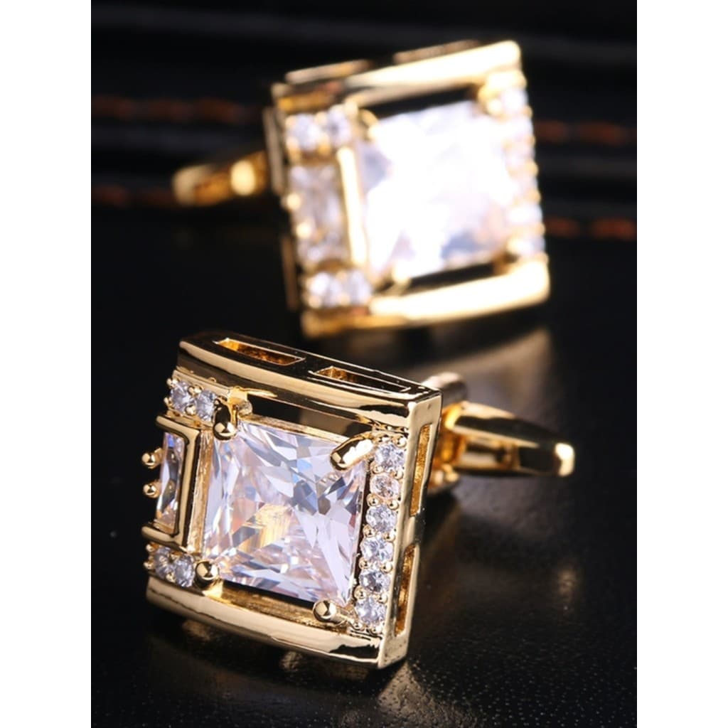 Caça dourado oco cristal abotoaduras masculino na moda única luz luxo camisa francesa abotoaduras manguito unhas present