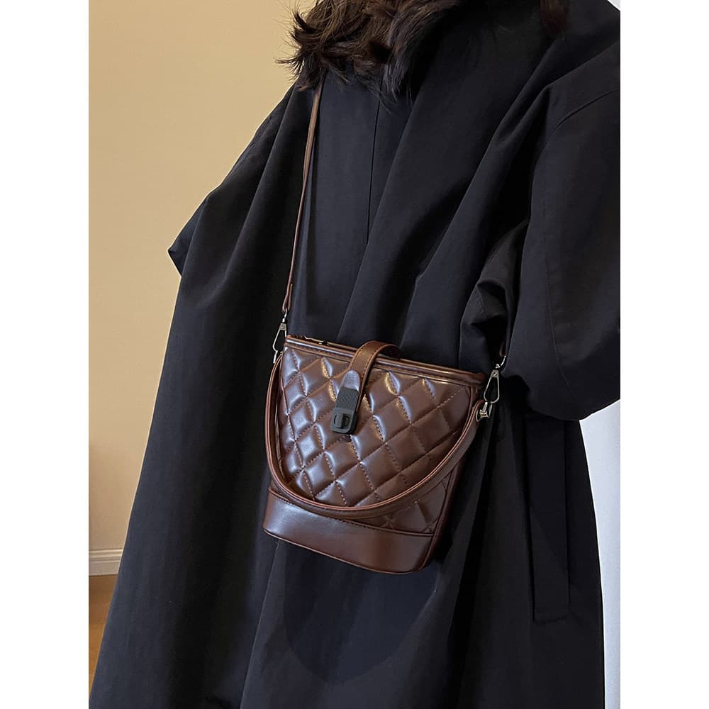 bolsa feminina bolsa transversal feminino Losango outono inverno High-End All-Match Retro balde saco