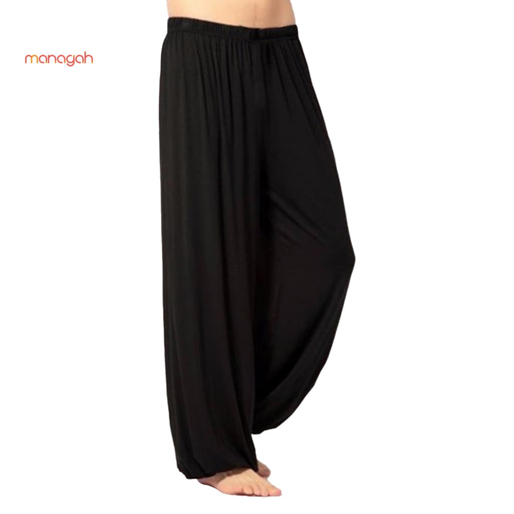 Calças Largas Casuais Masculinas De Cor Sólida Para Dança Do Ventre Yoga Harem