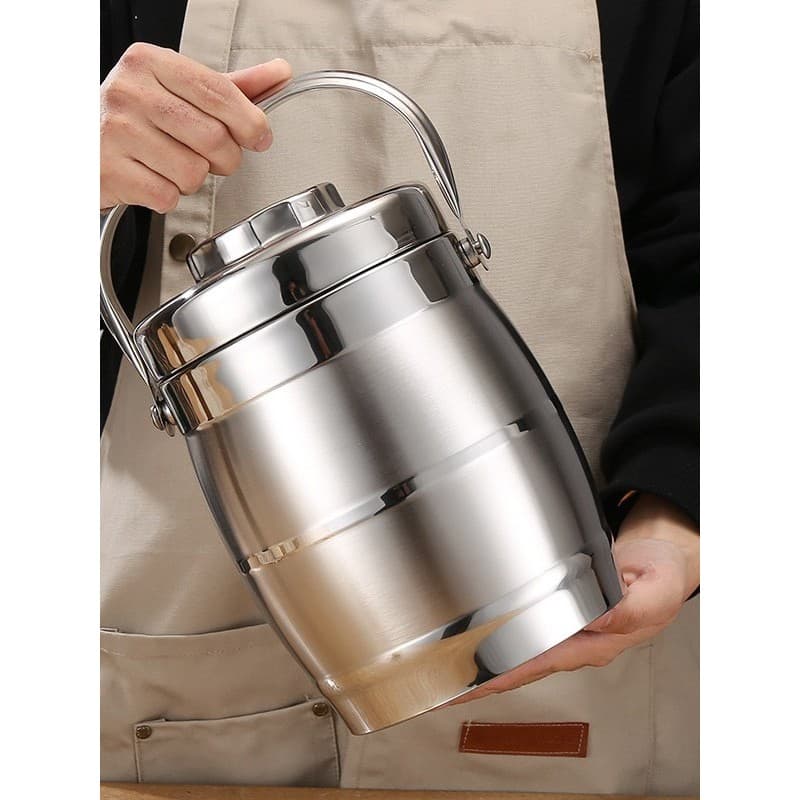 Lancheira isolada de três camadas, balde de aço inoxidável, lancheira para estudantes e escritório com alimentos de gran