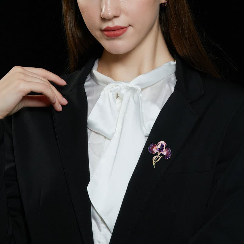 High-End roxo íris broche temperamento feminino atmosfera elegante Design requintado Corsage casaco pino acessórios