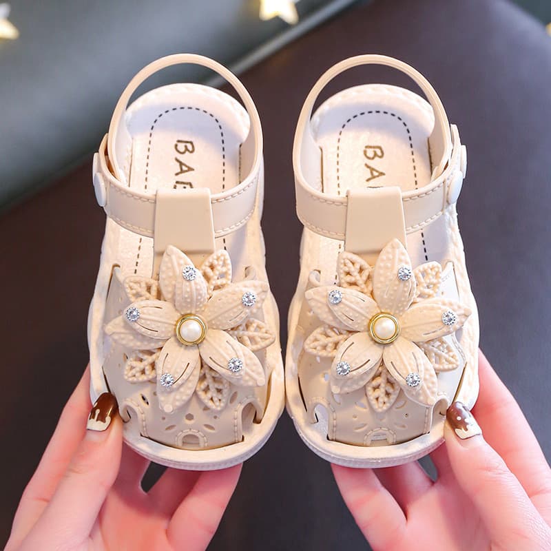 Meninas sandálias de verão bonito meninas Baotou princesa sapatos antiderrapante sola macia crianças bebês 0-3 anos de i