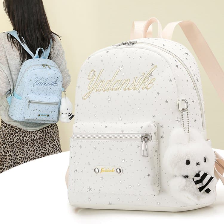 Coreano feminino estilo estrela bordado mochila saco feminino estudante universitário classe saco de escola grande capac